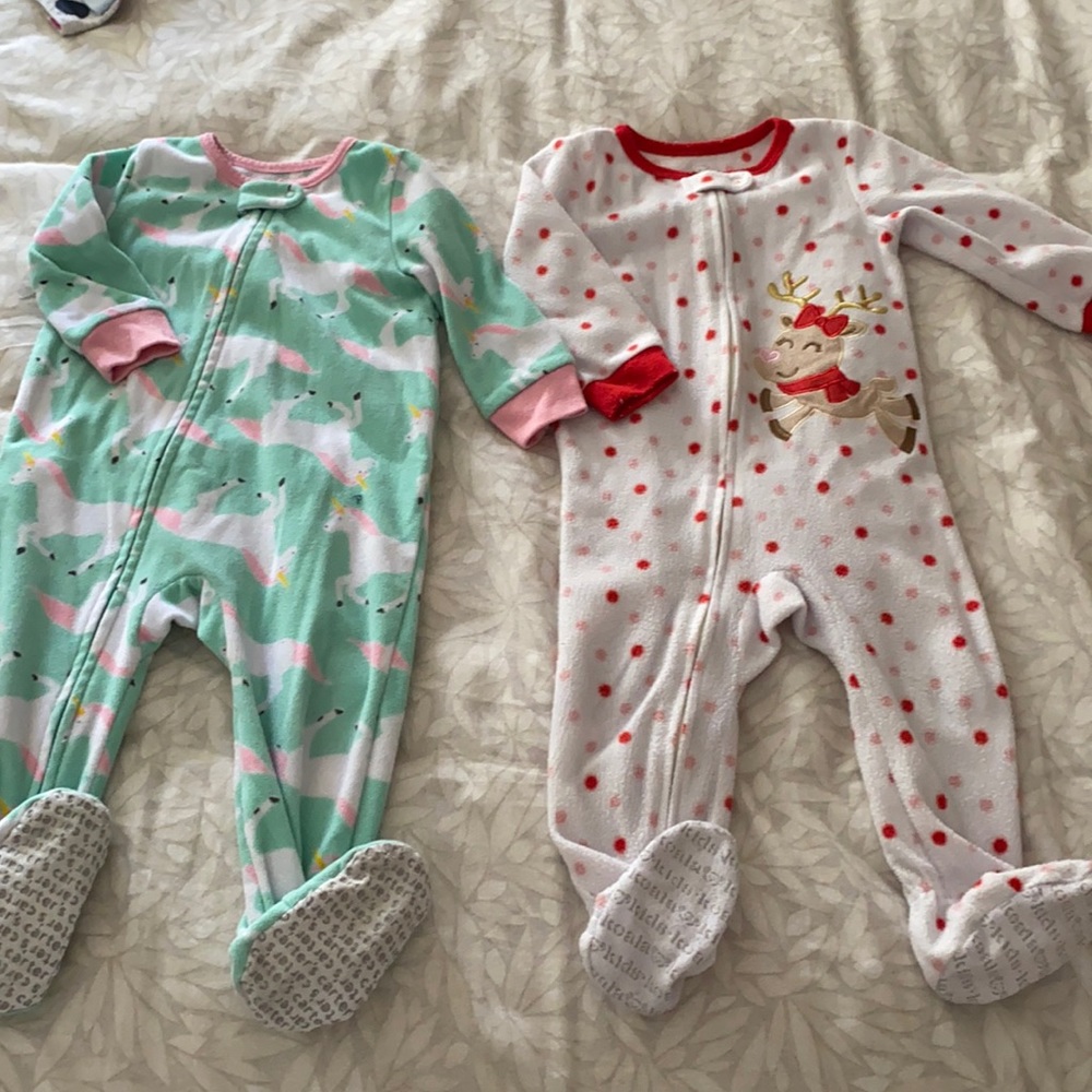(2) baby/toddler footie pajamas